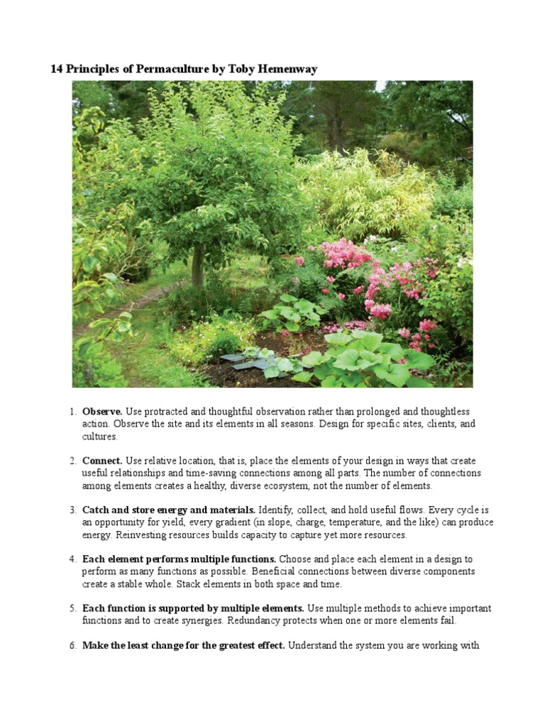 14 Permaculture Principles by Hemenway | PDF | Permaculture | Systems ...