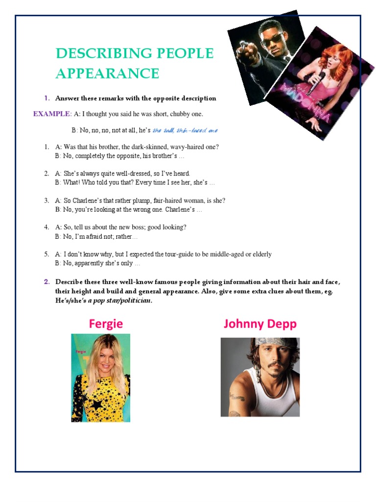 Describing Famous People's Appearance | PDF