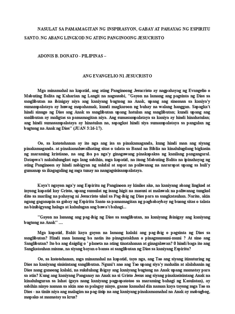 Final Tagalog Part01 Evangelio | PDF