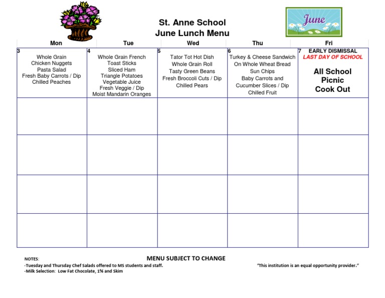 June Lunch Menu | PDF