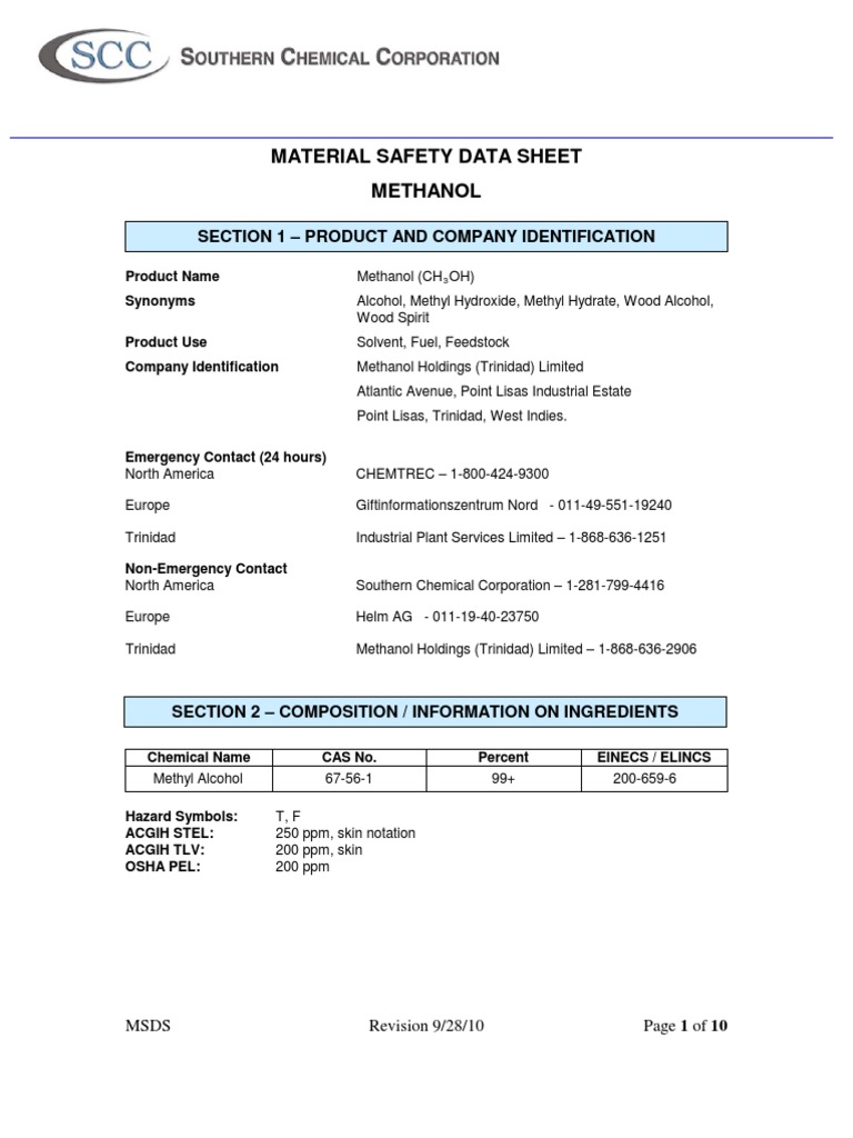 Methanol MSDS PDF PDF Dangerous Goods Firefighting