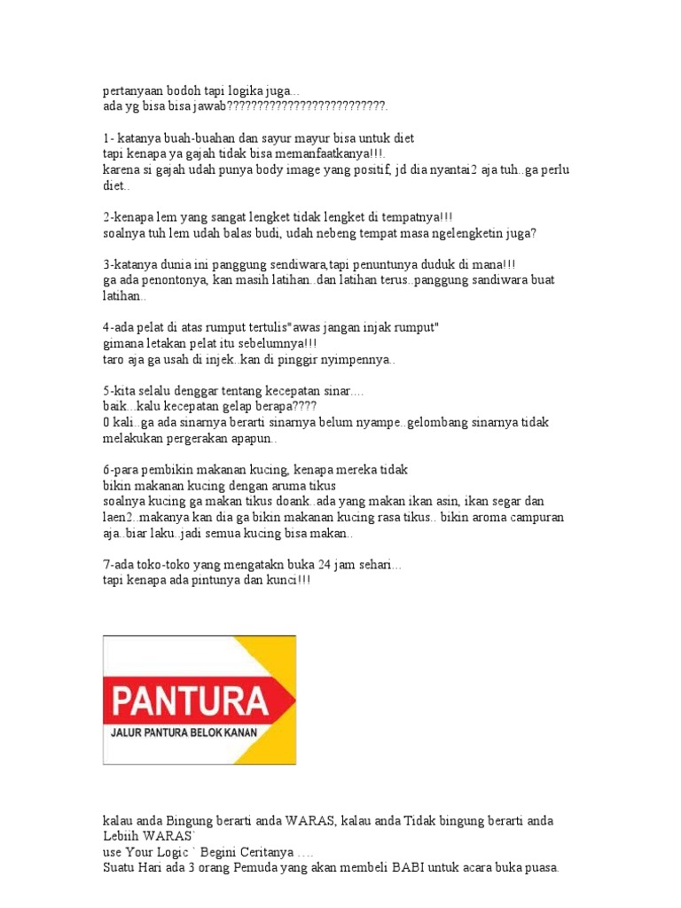 Pertanyaan Bodoh Tapi Logika Juga
