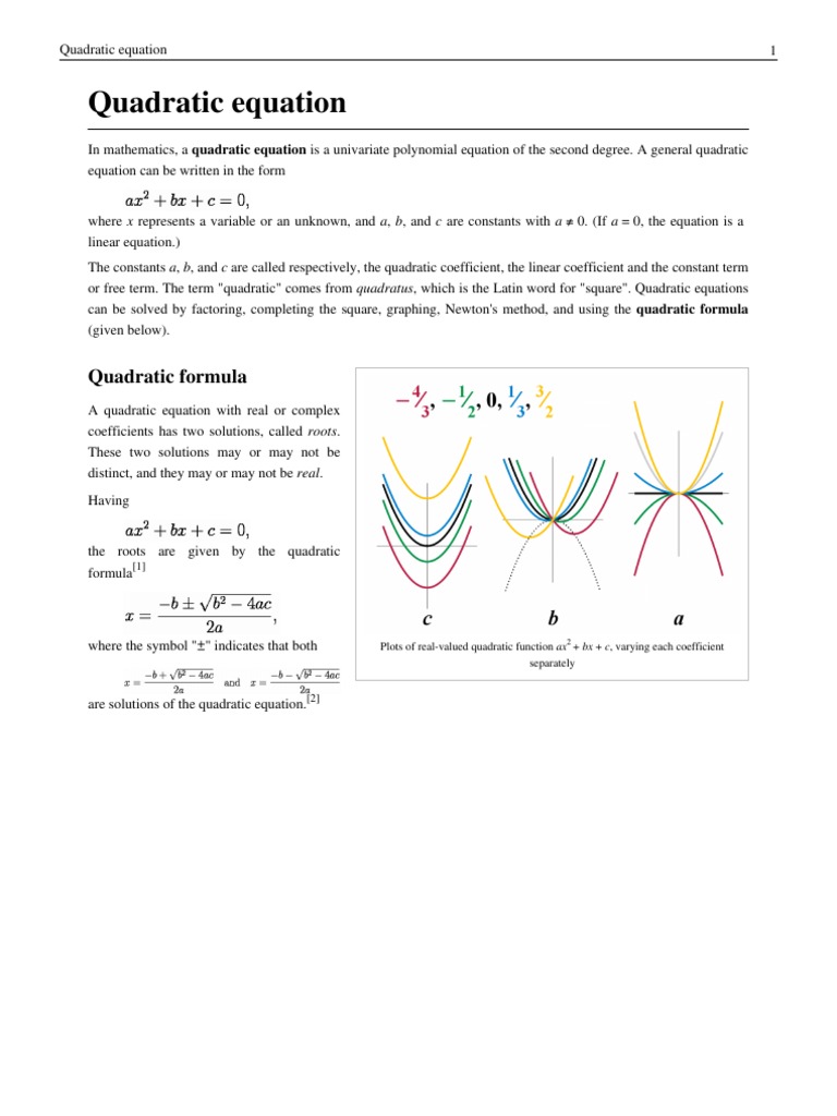 Quadratic Equation | Quadratic Equation | Polynomial