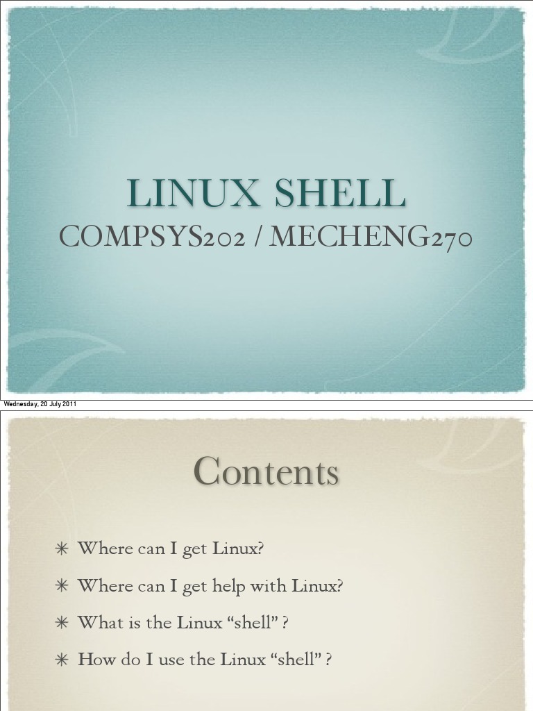 Linux Shell: Compsys202 / Mecheng270 | PDF | Linux | Directory (Computing)