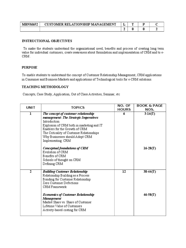 Customer Relationship Management Course | PDF | Customer Relationship ...
