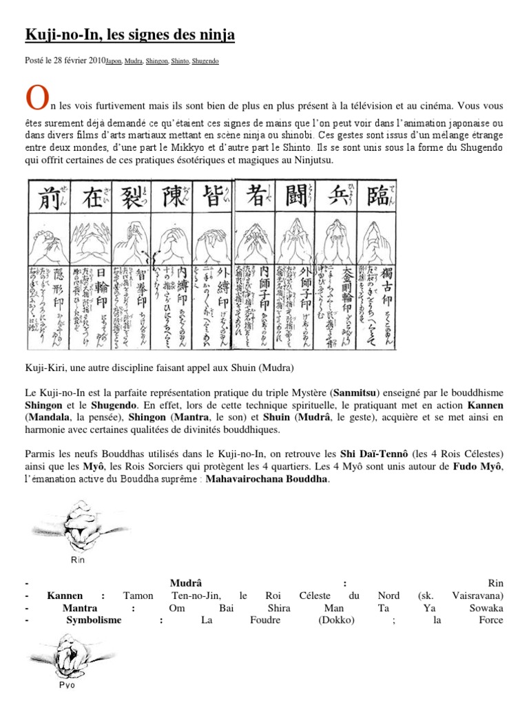 Kuji-no-In : Signes des Ninja et Mudras | PDF | École du bouddhisme ...