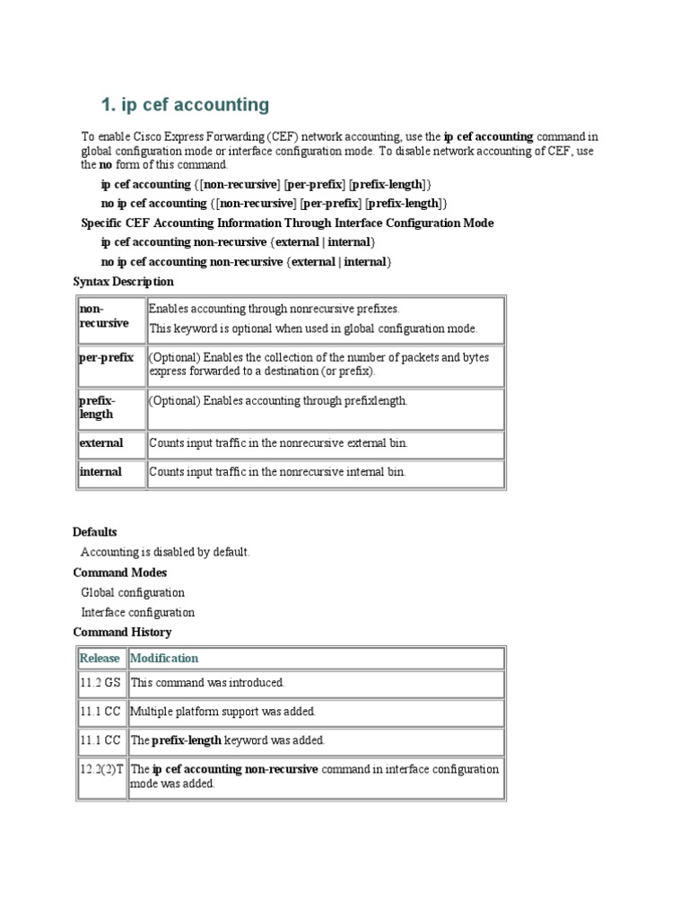 Ip Cef Accounting: Release Modification | PDF | Load Balancing ...
