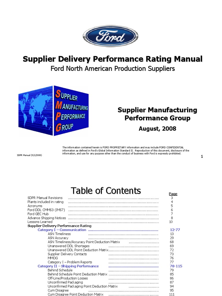 Ford Supplier Delivery Performance Guide | PDF | Electronic Data ...