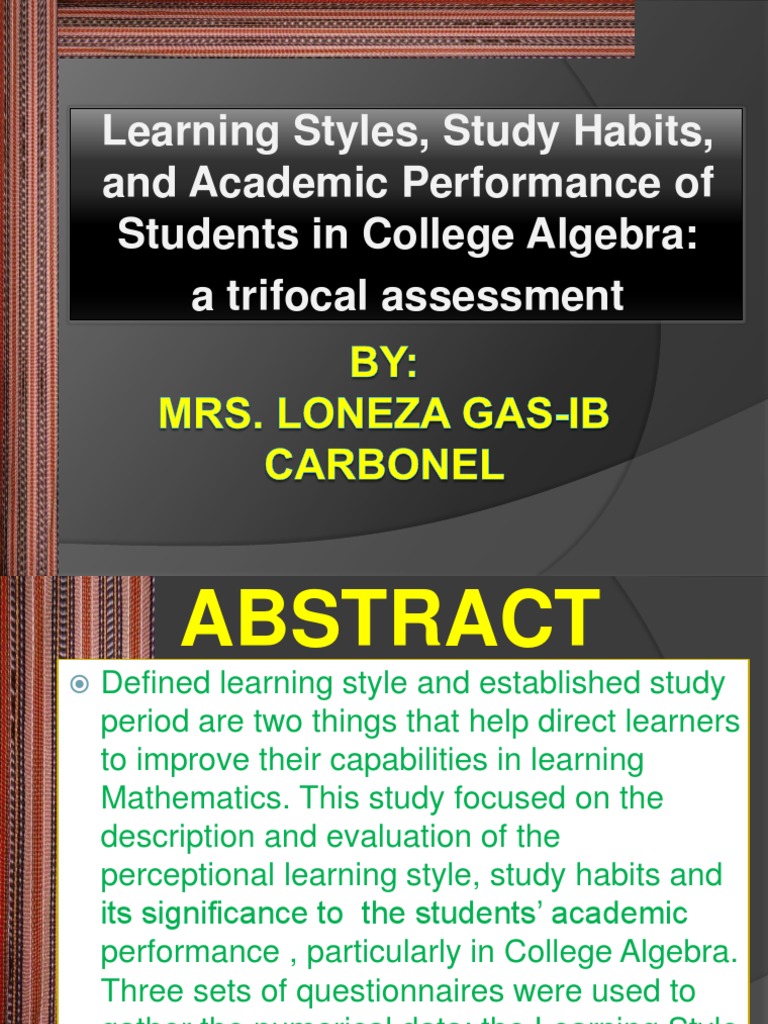 Learning Styles Impact on Algebra Performance | PDF | Learning Styles ...