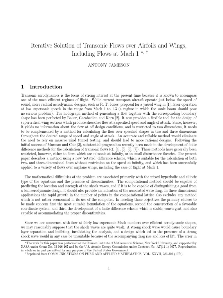 Transonic Flow Solutions for Airfoils | PDF | Mach Number | Drag (Physics)