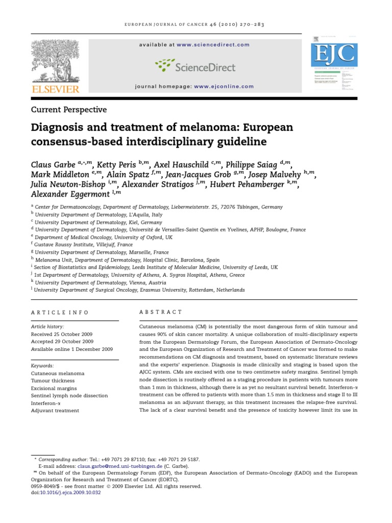 Melanoma Diagnosis and Treatment Guidelines | PDF | Melanoma | Metastasis