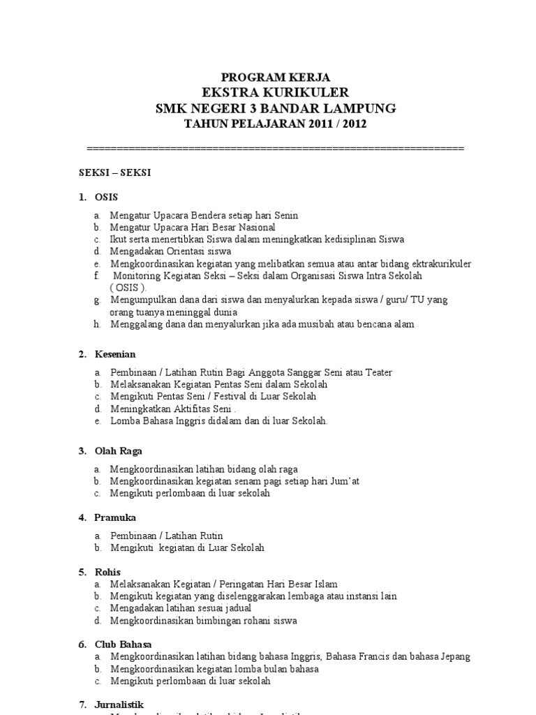 Program Kerja Osis 11 | PDF