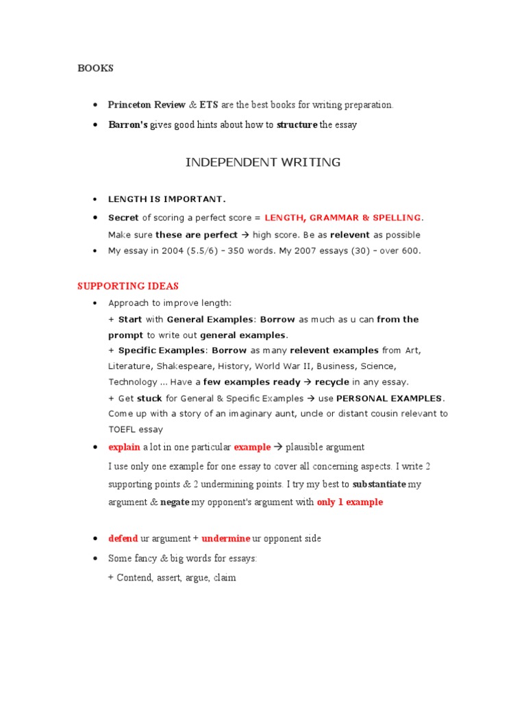 TOEFL Writing Preparation Tips | PDF