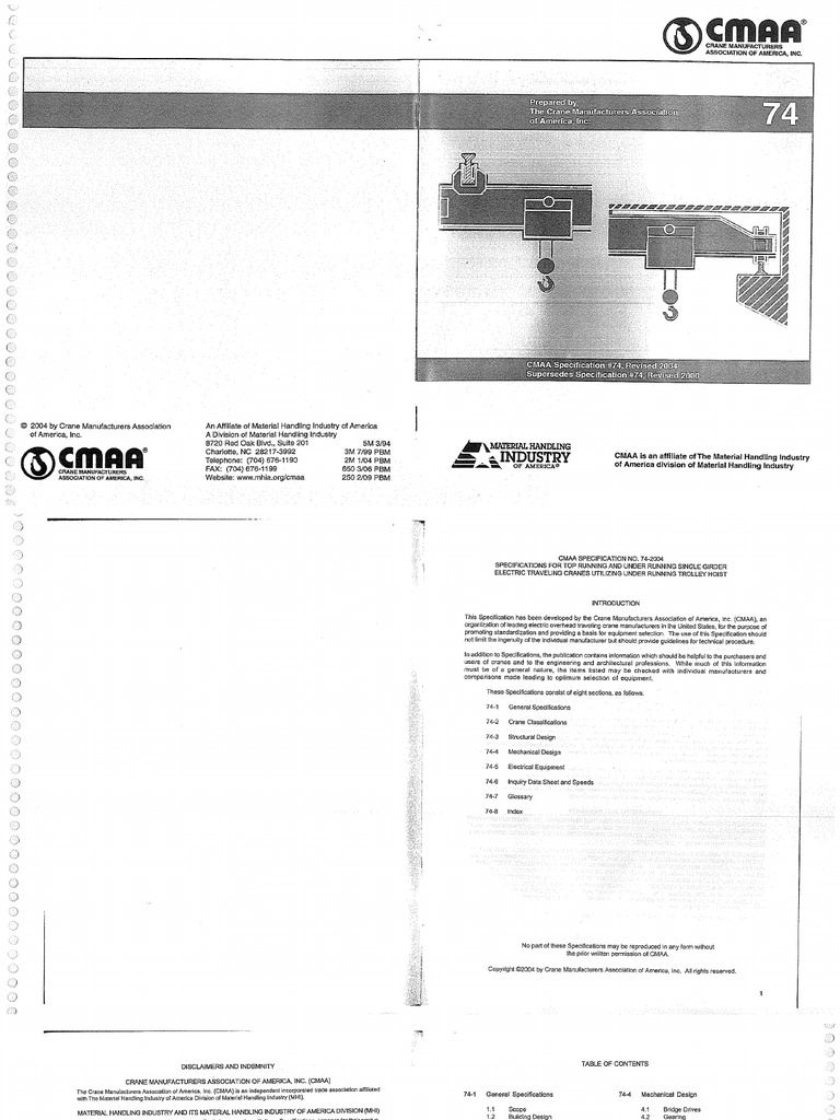 CMAA Specification 74-2004 | PDF