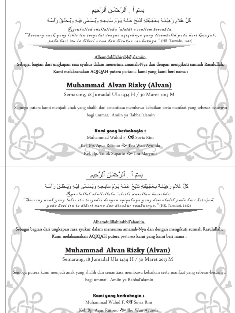 1060+ Contoh Undangan Beri Nama Anak Gratis Terbaru