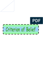 Belief Part 1-7- Criterion of Belief