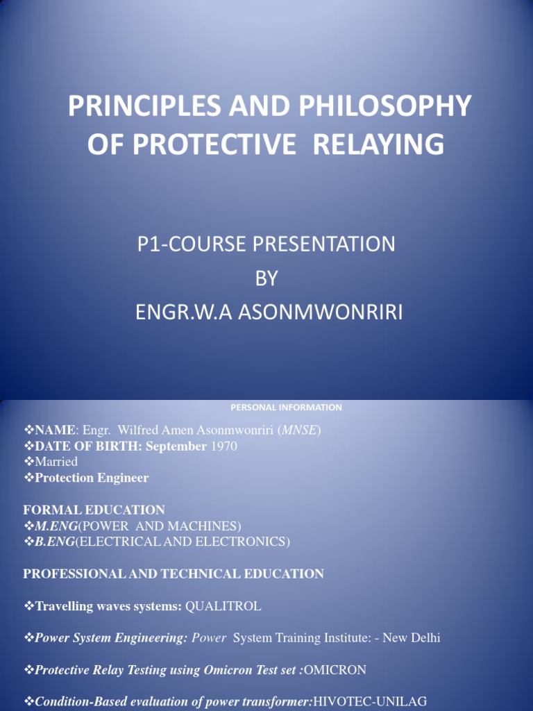 Principles of Protective Relaying | PDF | Electric Power System | Relay