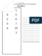 Numbers: My Goal Is To Know All The Numbers by The End of Kindergarten!