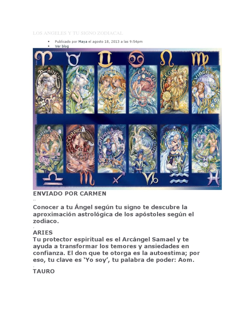Ángeles y signos zodiacales: guía espiritual | PDF | Zodíaco | Religión ...
