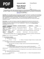 Advanced Health-Mini Project III (Caveat Emptor) Honors and Reg Rubrics
