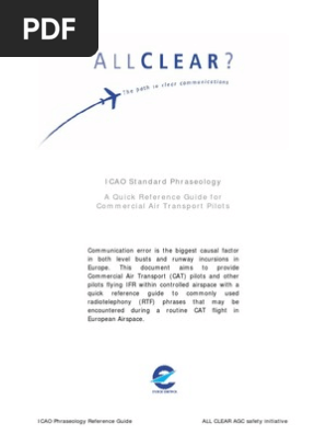 ICAO Phraseology Quick Reference Guide | PDF | Business