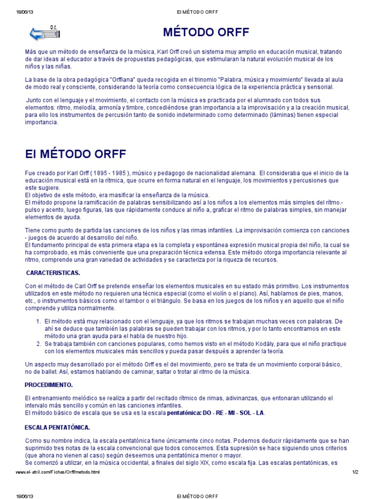 El MÉTODO ORFF | PDF | Ritmo | Escala (música)