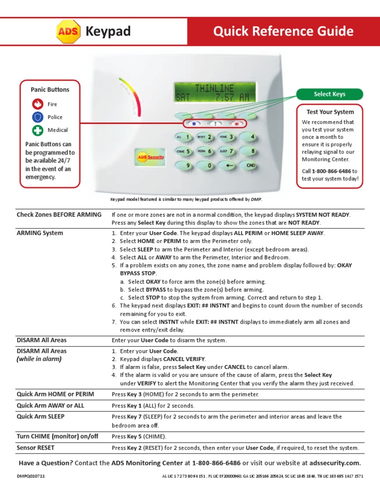 DMP Keypad Quick Reference Guide PDF