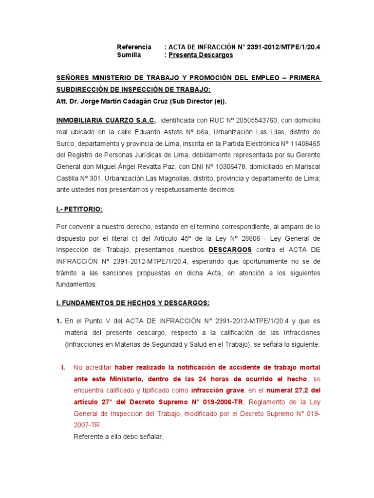 descargos-a-acta-de-infracci-n-mintra-derecho-laboral-los