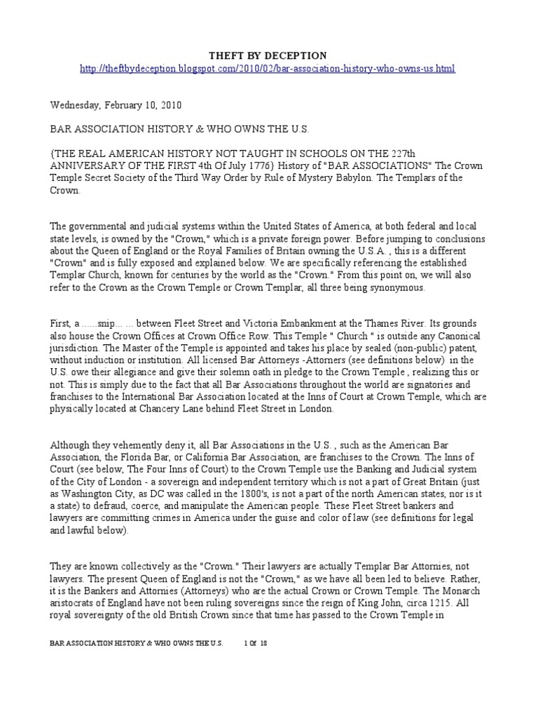 Theft by Deception Bar Association History and Who Owns The U.S. PDF Book Of Enoch Fee