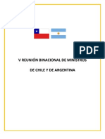 DECLARACIÓN DE LA V REUNIÓN BINACIONAL DE MINISTROS   DE CHILE Y DE ARGENTINA