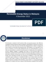 Malaysia's Renewable Energy Status in 2012