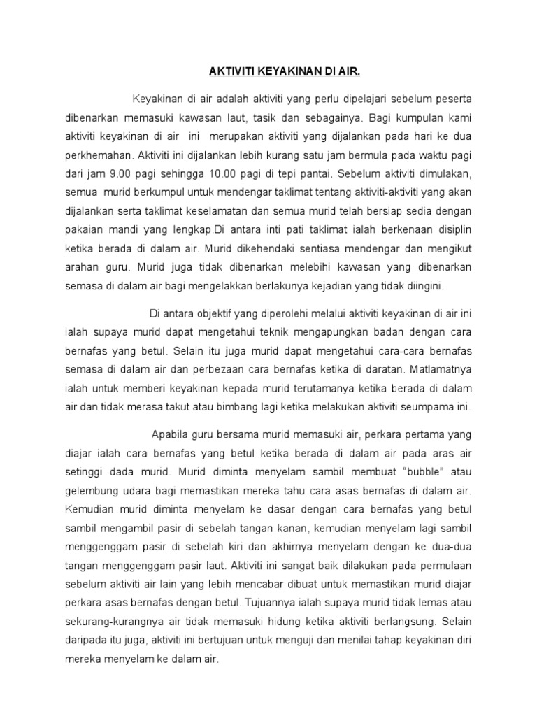Aktiviti Keyakinan Di Air Pdf