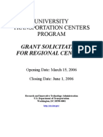 University Transportation Centers Program: Grant Solicitation For Regional Centers