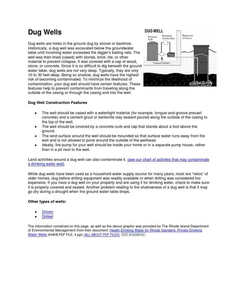 Dug Wells: Safety and Maintenance | PDF
