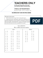 For Teachers Only PS-P: Physical Setting/Physics Scoring Key and Rating Guide