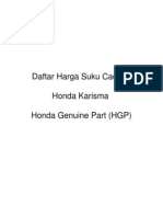 Daftar Harga Suku Cadang Honda Karisma Honda Genuine Part (HGP)