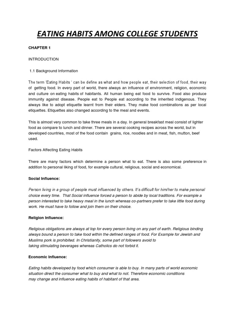 Eating Habits of College Students | PDF | Meal | Eating