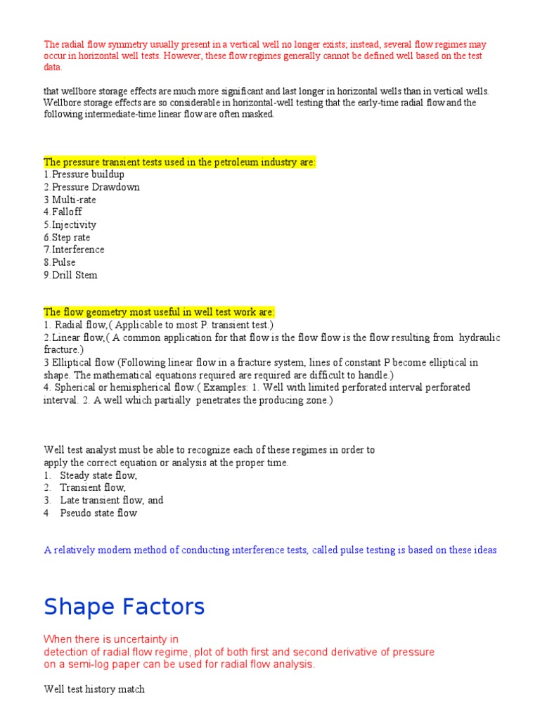The Pressure Transient Tests Used in The Petroleum Industry Are | PDF