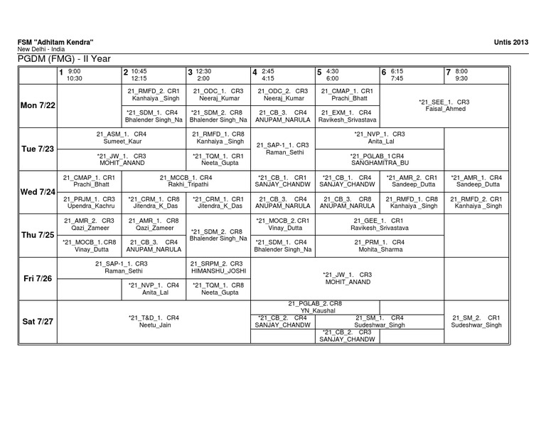 PGDM Class Schedule - FSM Adhitam Kendra | PDF