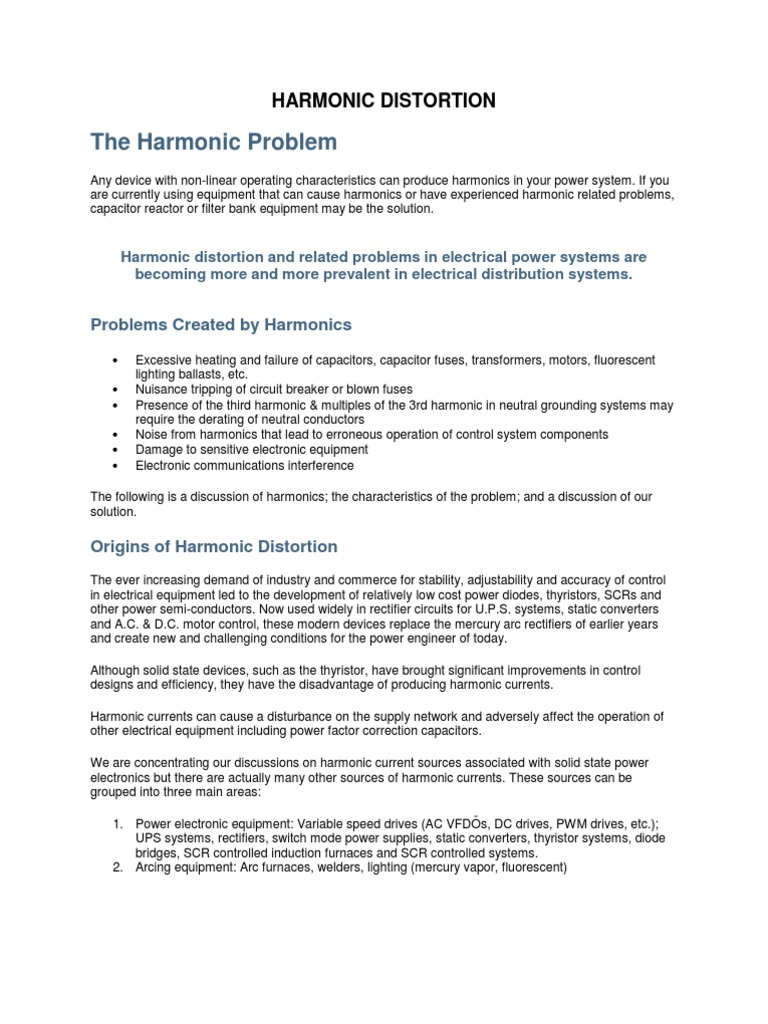 Understanding Harmonic Distortion Issues | PDF | Capacitor | Electronic ...
