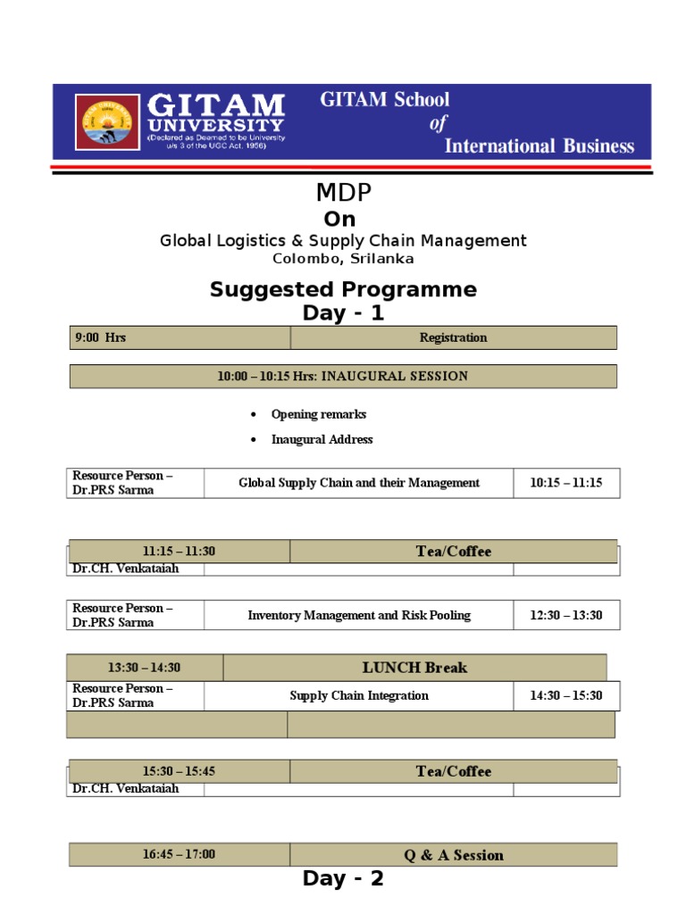 Global Logistics & Supply Chain Program | PDF