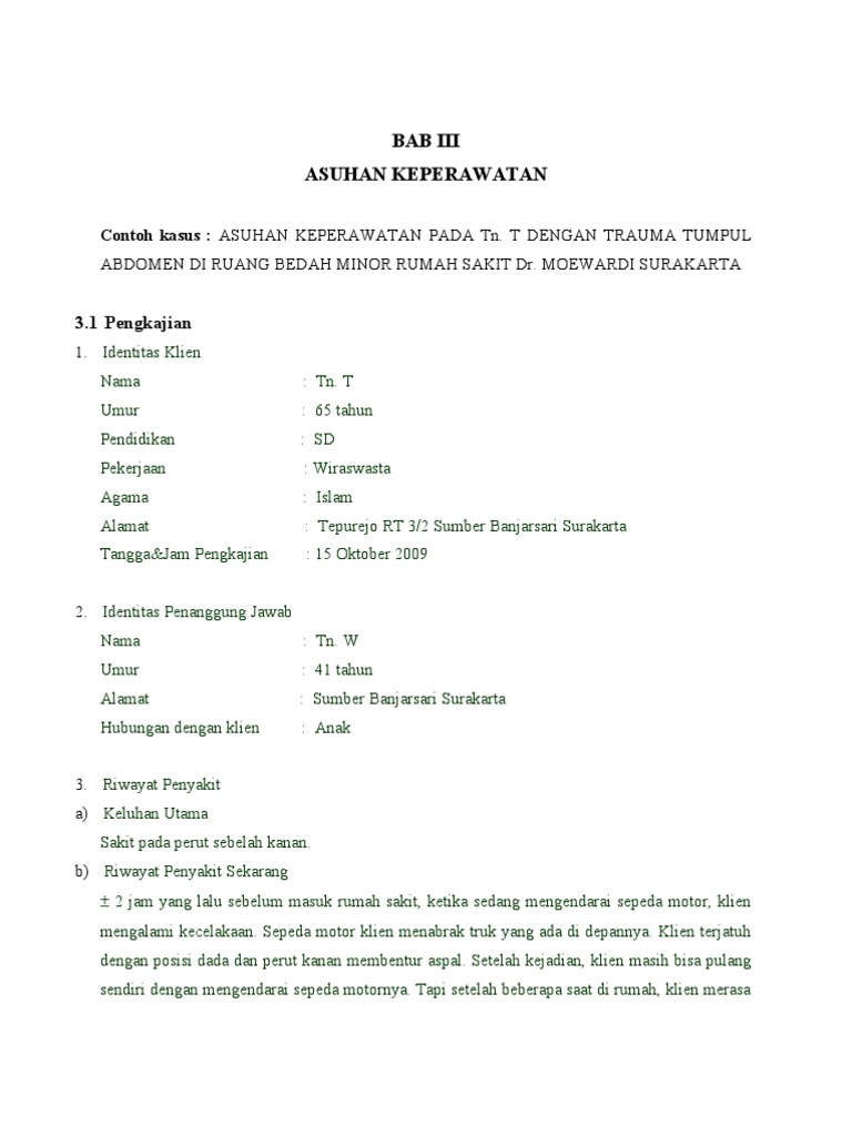 Contoh Kasus Trauma Abdomen