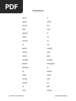 Prepositions: Easy Grammar 4, List of Prepositions