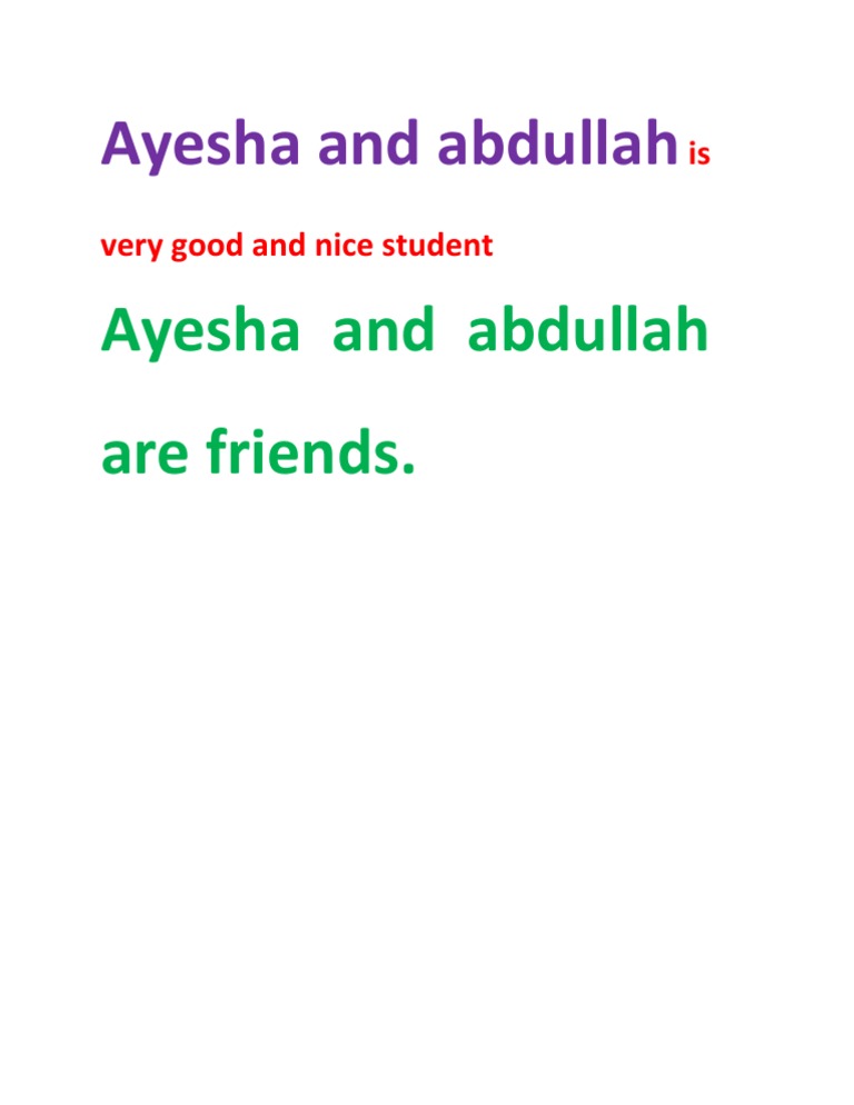 Ayesha and Abdullah: Good Students and Friends | PDF