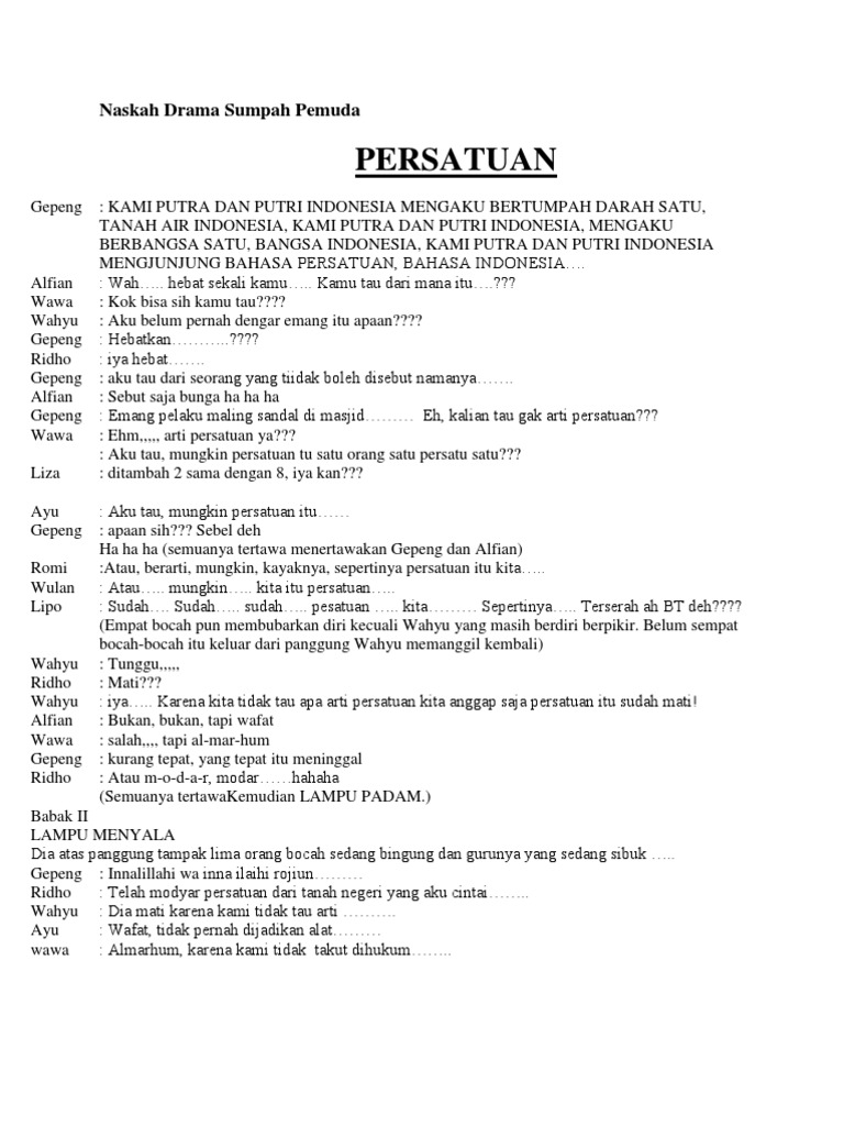 Naskah Drama Sumpah Pemuda | PDF