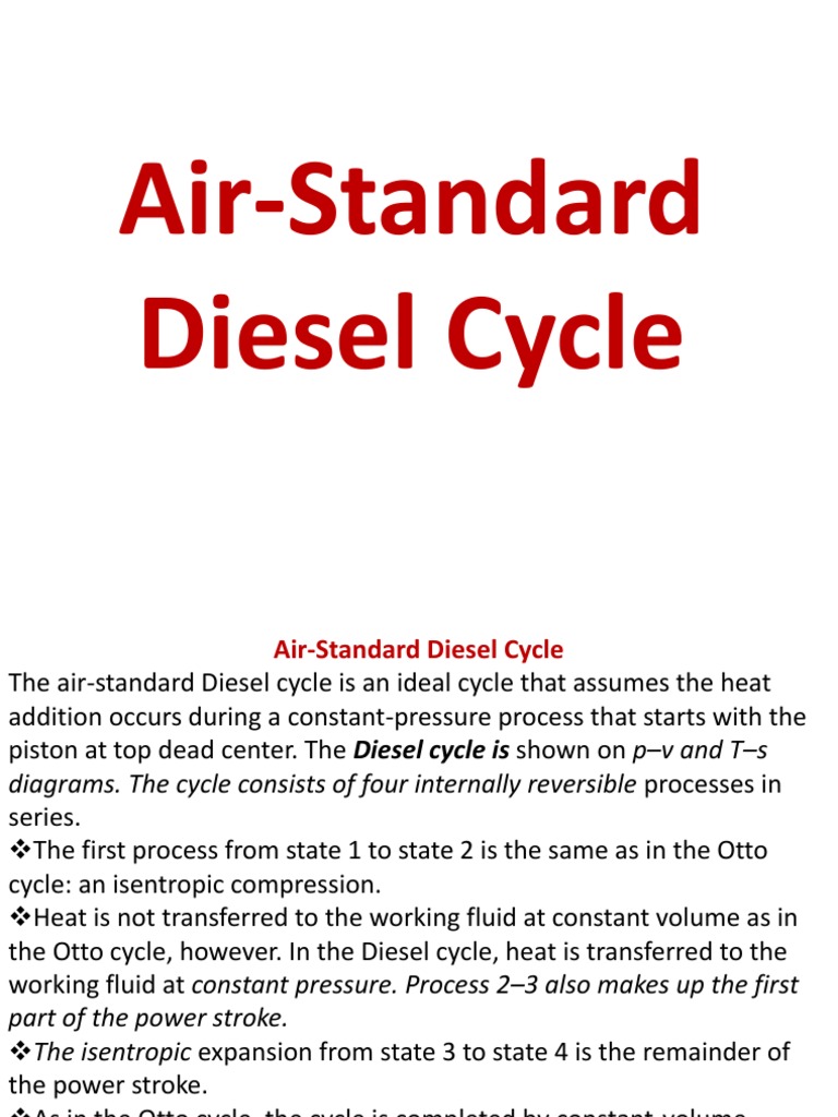 Diesel Cycle Presentation Lec | PDF | Scientific Phenomena | Chemistry