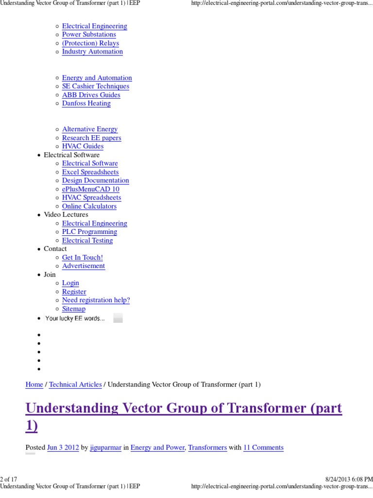 Vector Group of Transformer | PDF | Transformer | Power (Physics)