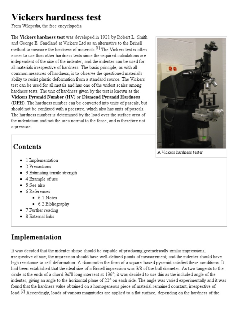 Vickers Hardness Test Wikipedia, The Free Encyclopedia Chemistry