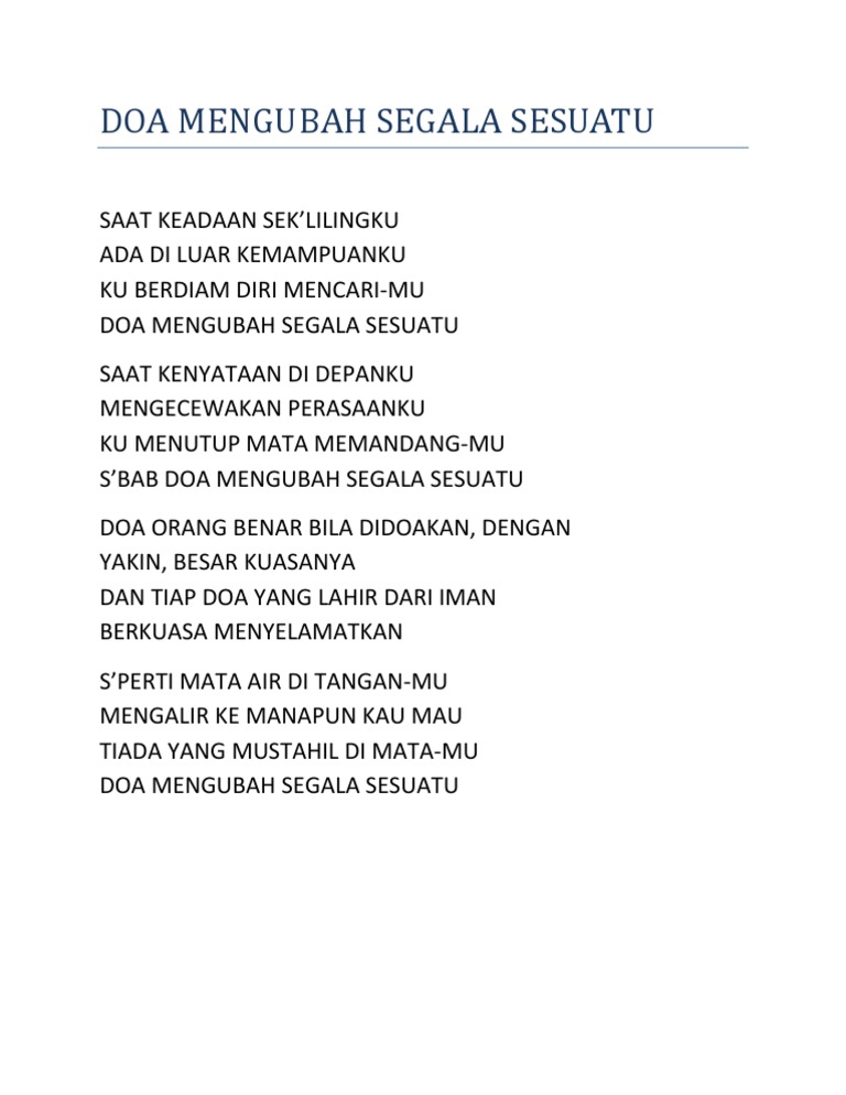 Doa Mengubah Segala Sesuatu | PDF