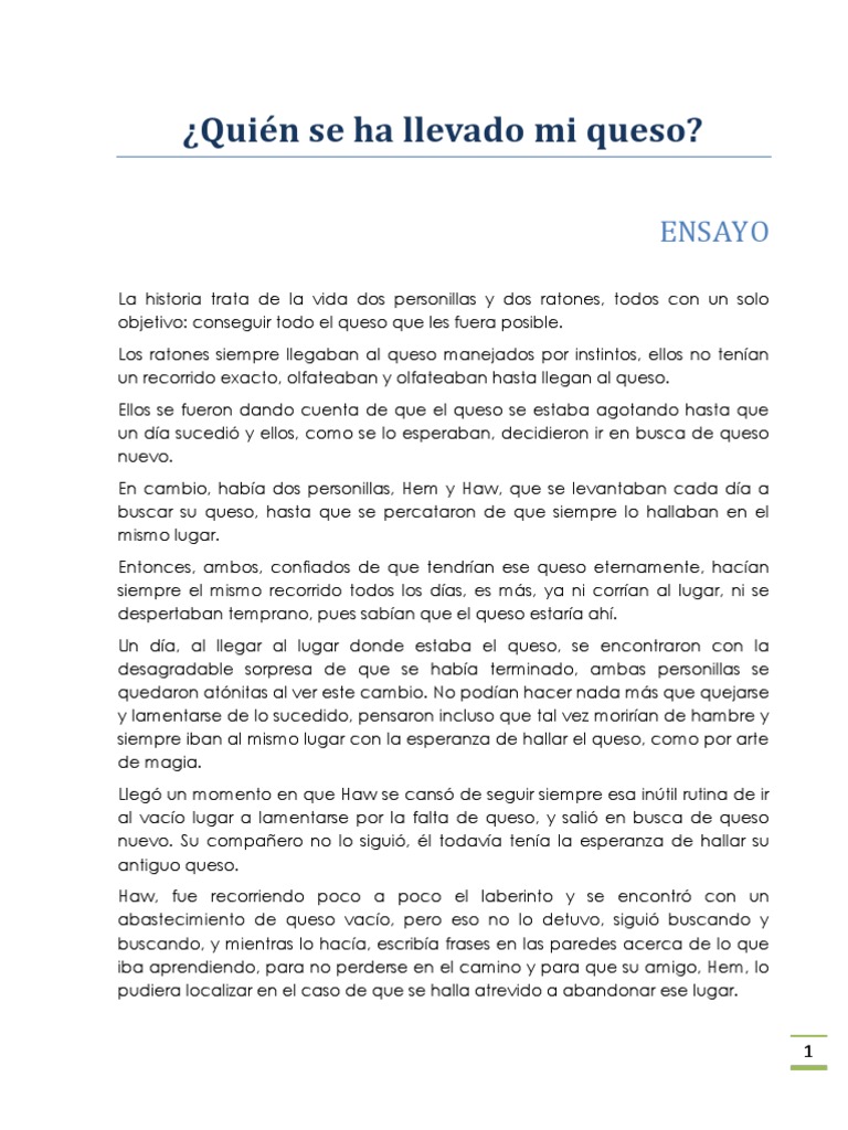 ENSAYO ¿Quién se ha llevado mi Queso?